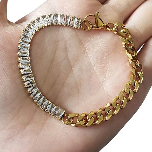 Zircon chain link bracelet