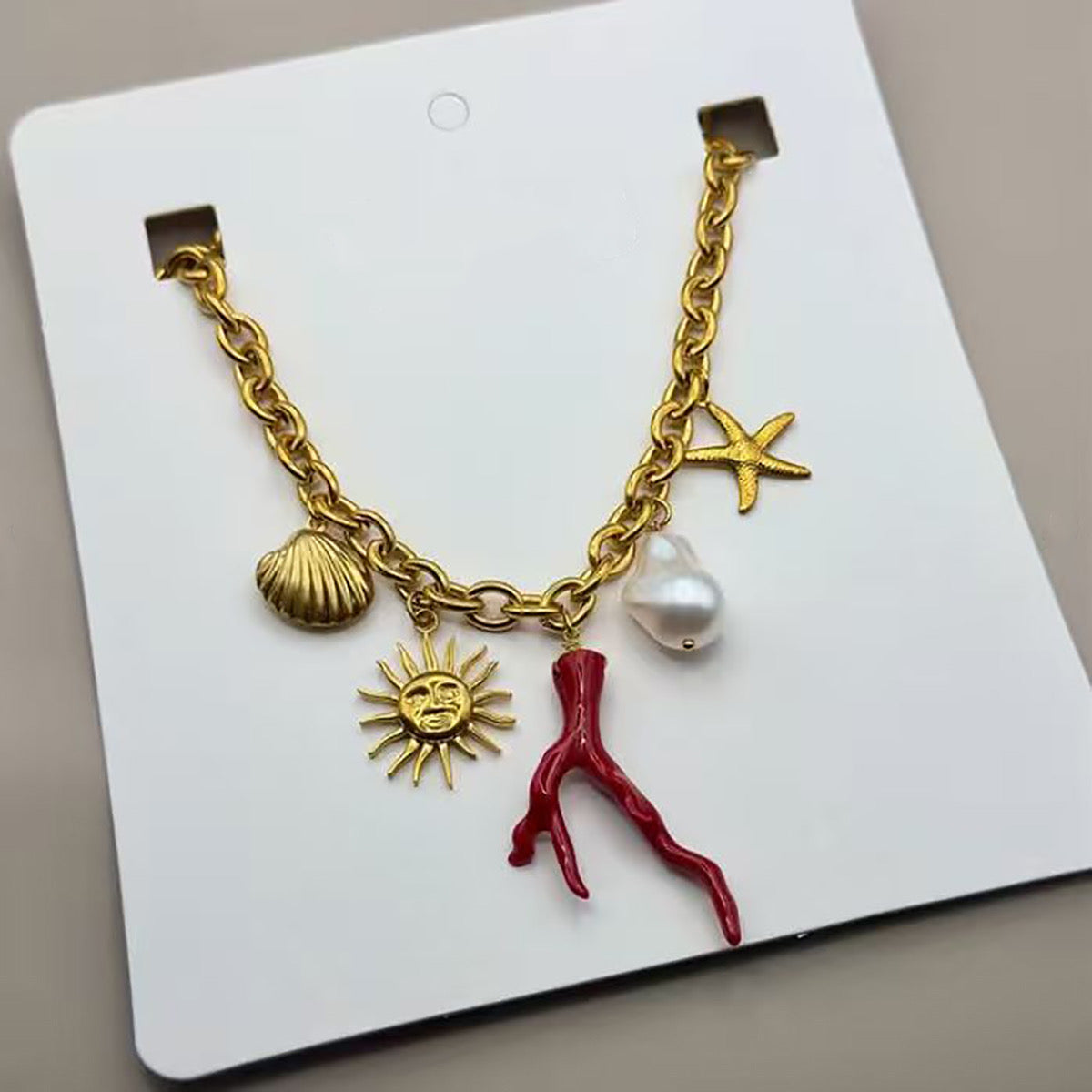 Coral charm necklace