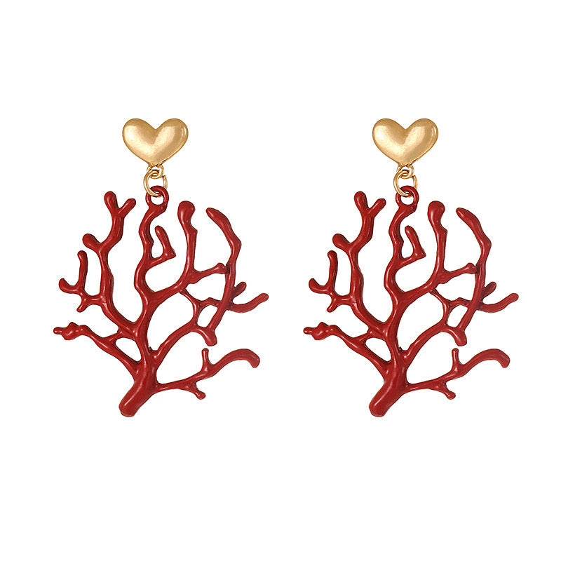 Coral heart earrings