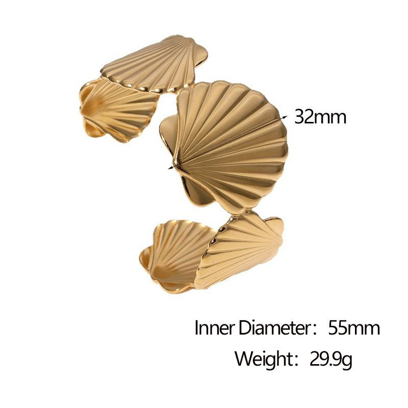 Sea Shell Handcuff Cuff Bracelet – 18K Gold-Plated Stainless Steel