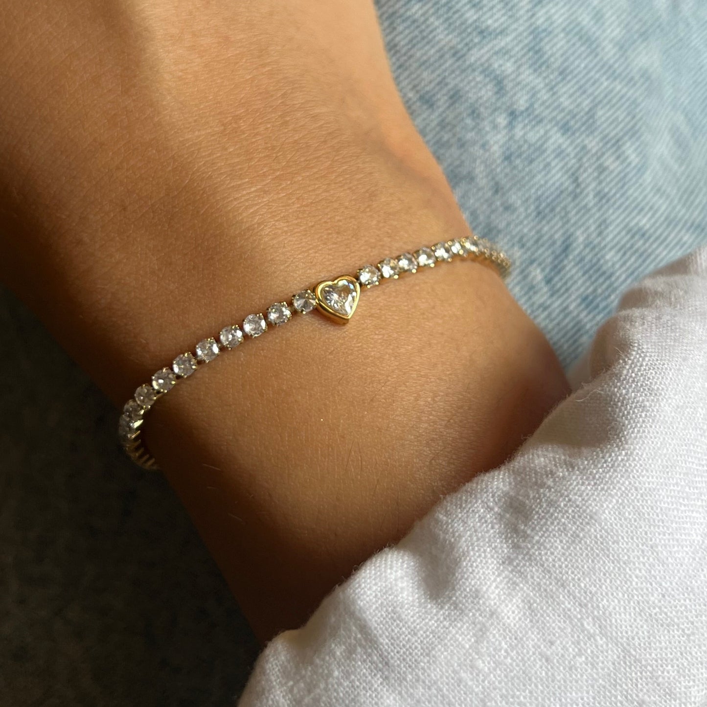 Tennis heart bracelet