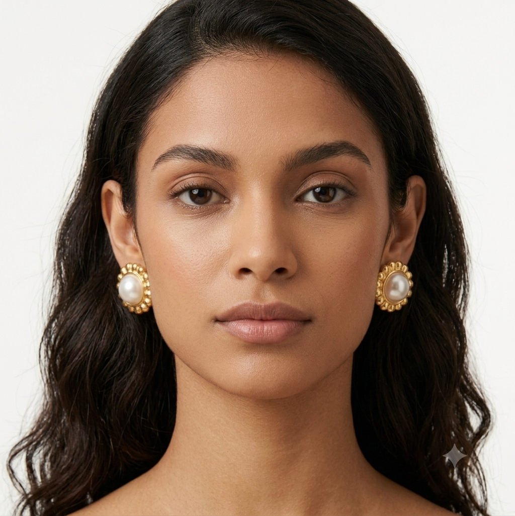Victorian bloom pearl studs