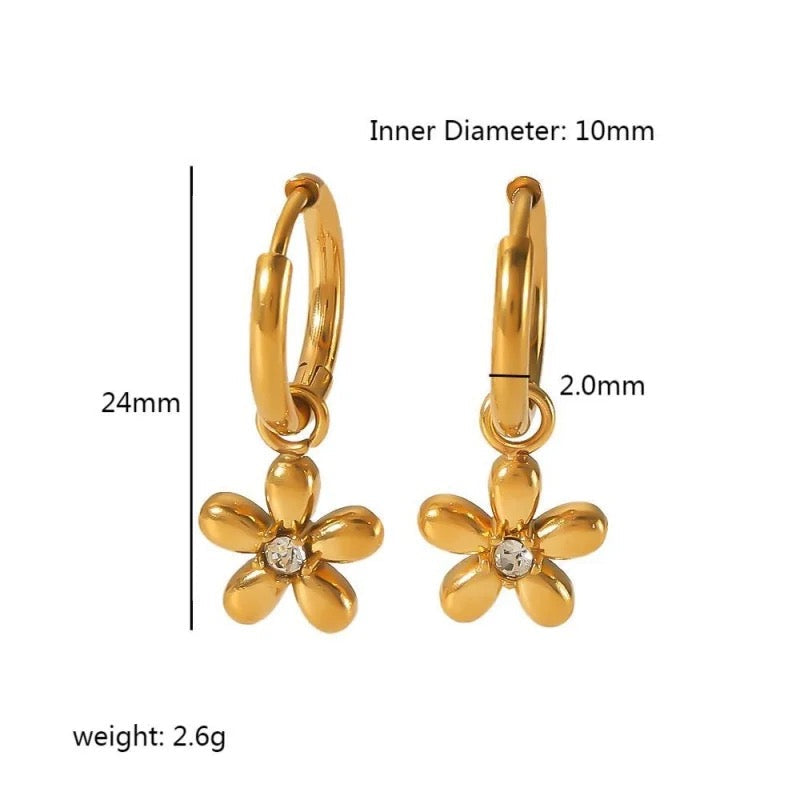 Minimal Gold Bloom Earrings Side View
