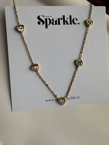 Sparkle Heart Chain Necklace