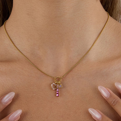 Pink Charm Cluster Necklace