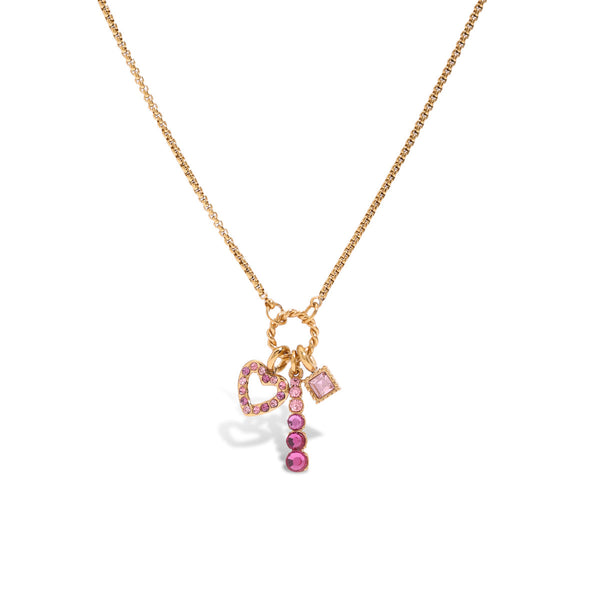Pink Charm Cluster Necklace