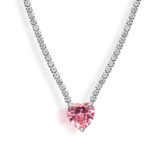 Blush Heart Tennis Necklace