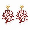 Coral heart earrings