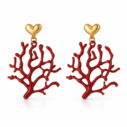 Coral heart earrings