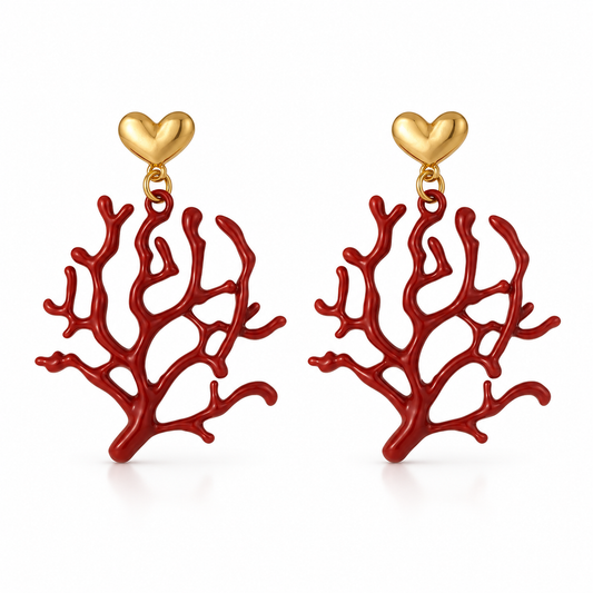 Coral heart earrings