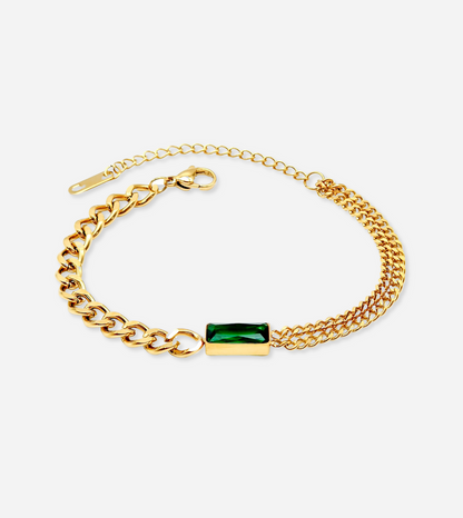 Emerald twin chain bracelet