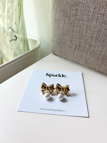 Bow  pearl drop earrings