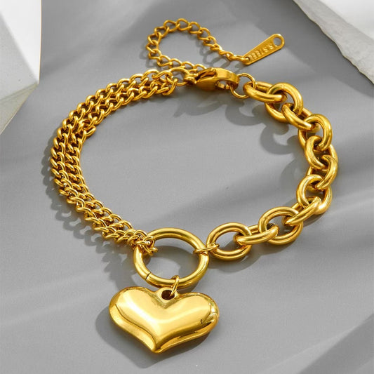Heart chain link  bracelet