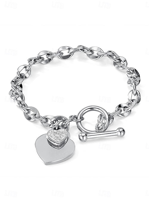 Heart link silver bracelet