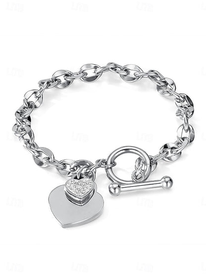 Heart link silver bracelet
