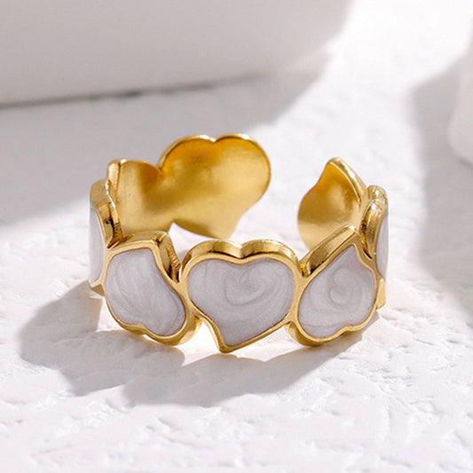 Enamel heart ring