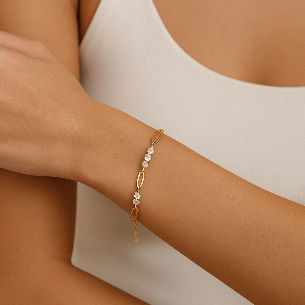 Diamond connect link bracelet