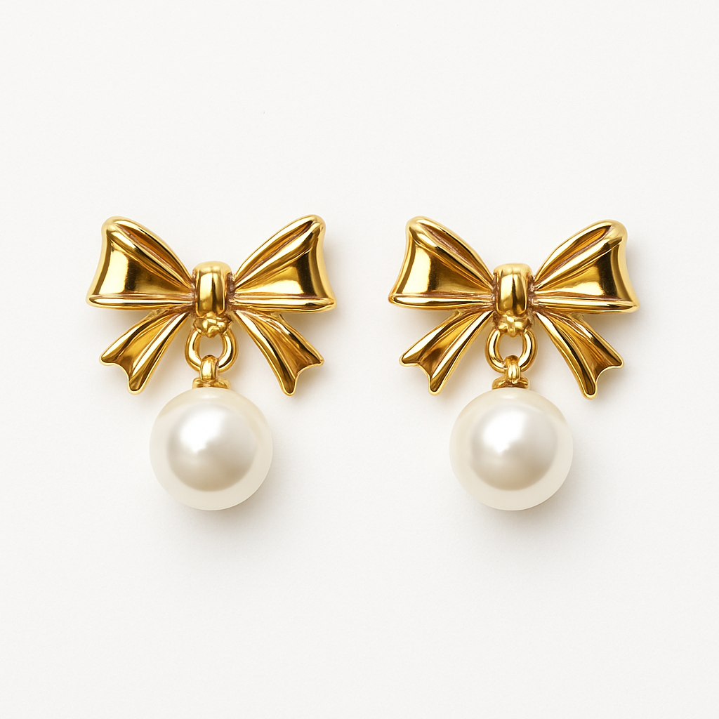 Bow  pearl drop earrings