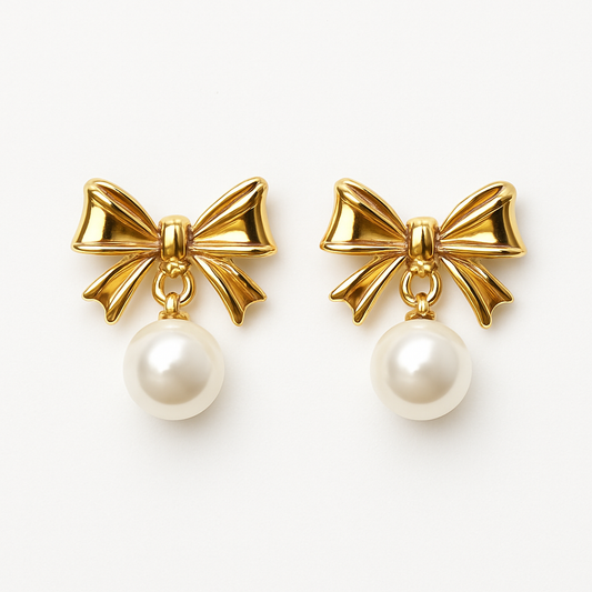 Bow  pearl drop earrings