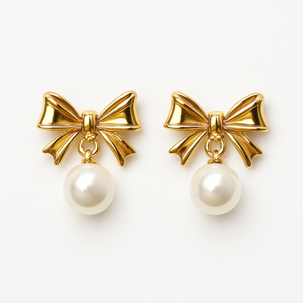 Bow  pearl drop earrings