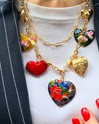 Multi layered heart charm necklace