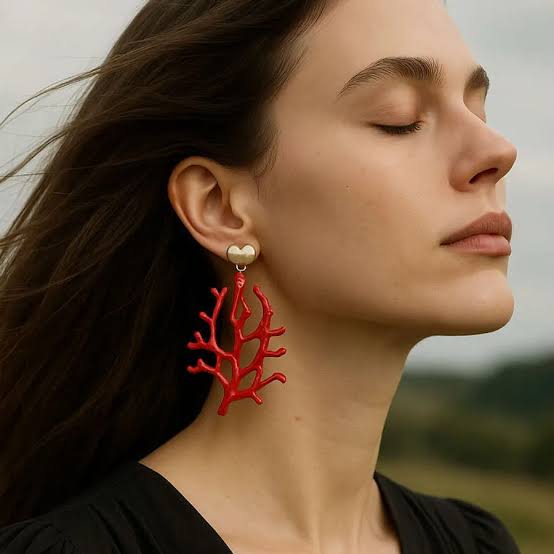 Coral heart earrings