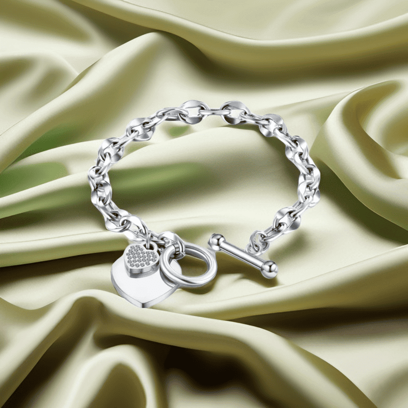 Heart link silver bracelet