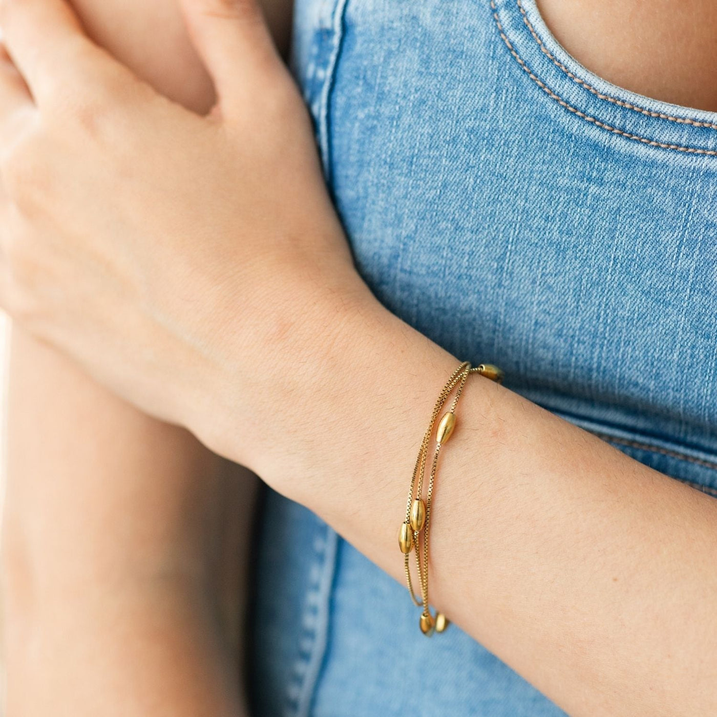 Three layer grain bracelet