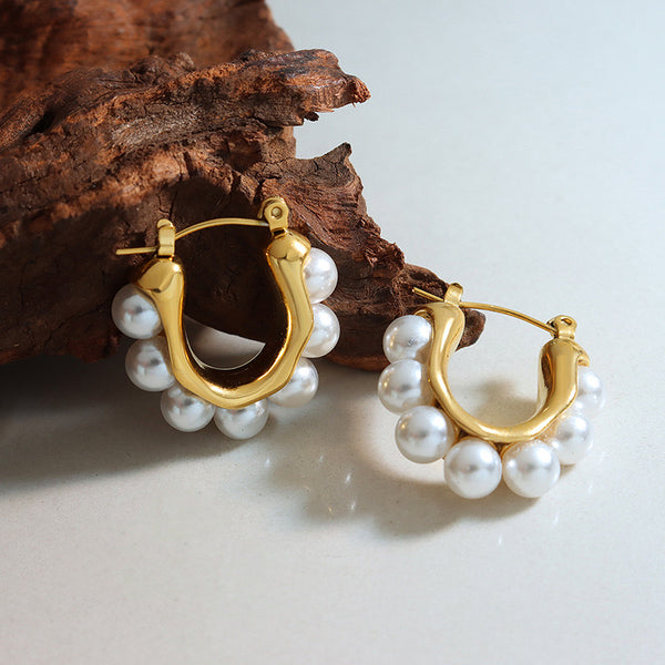 Cascade pearl hoops