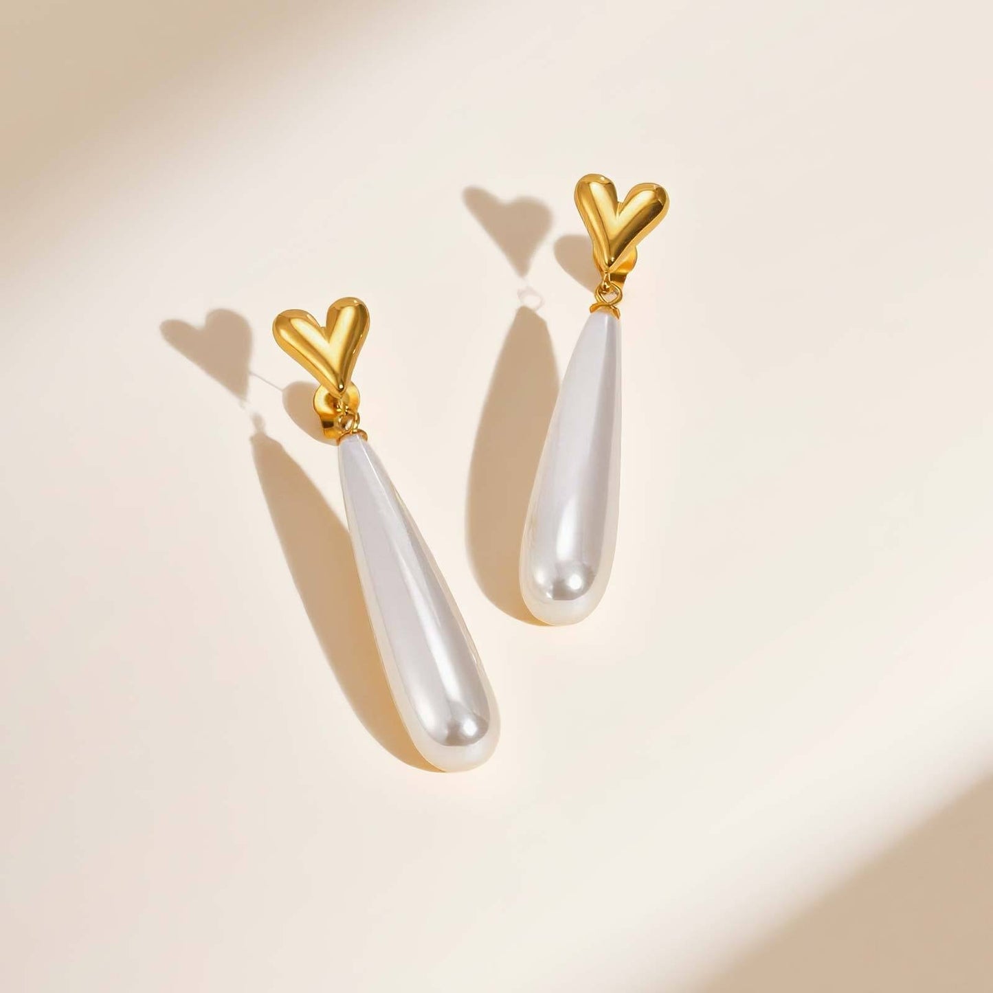 Mini heart pearl drop earrings