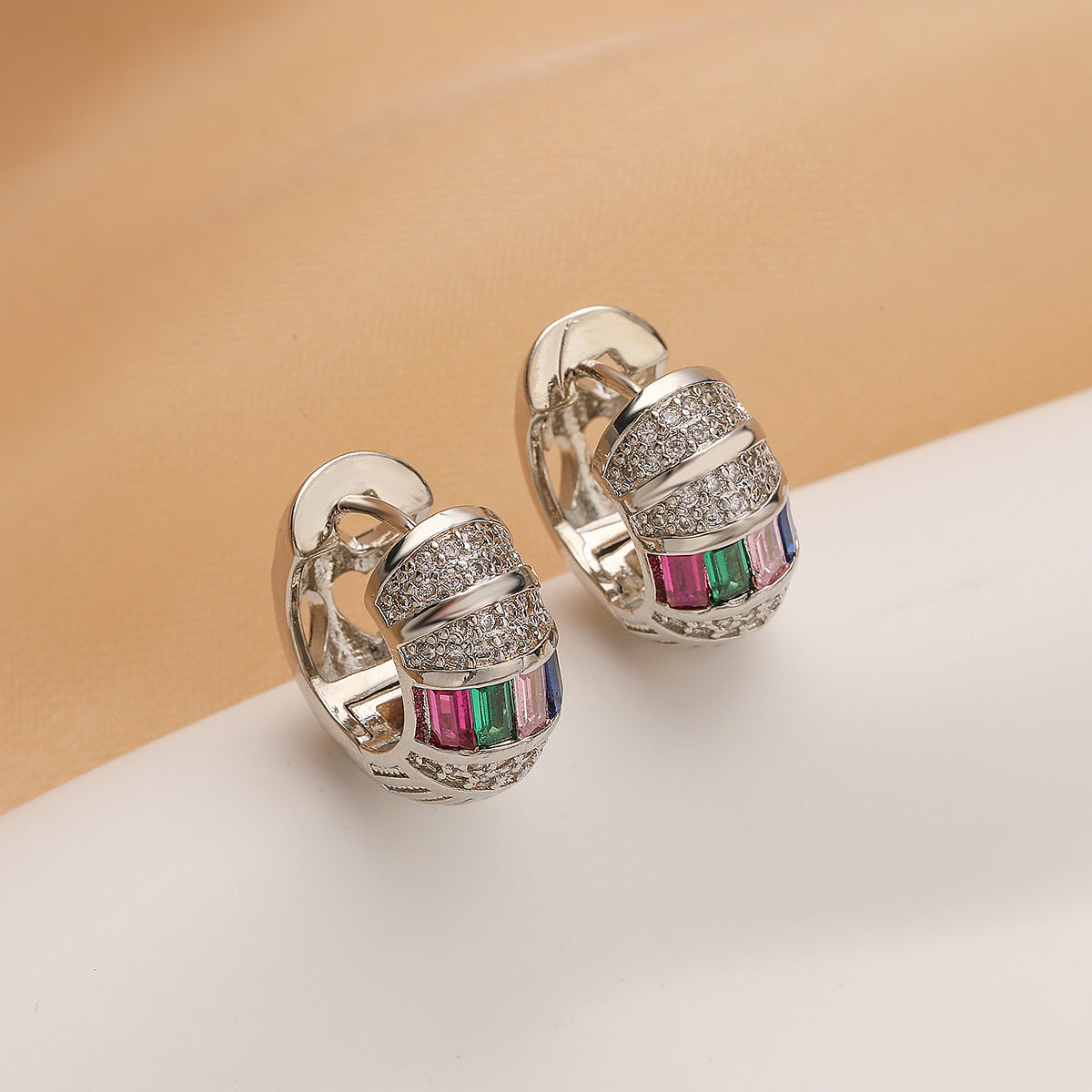 Rainbow sparkle hoops