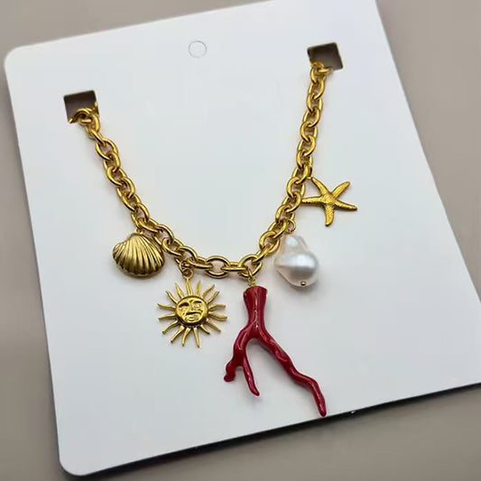 Coral charm necklace