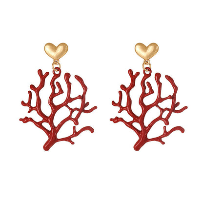 Coral heart earrings
