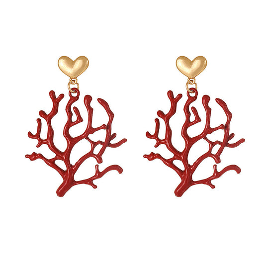 Coral heart earrings