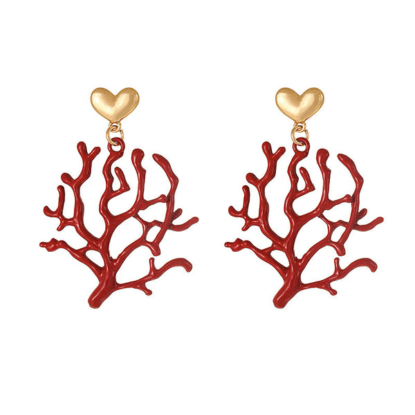 Coral heart earrings