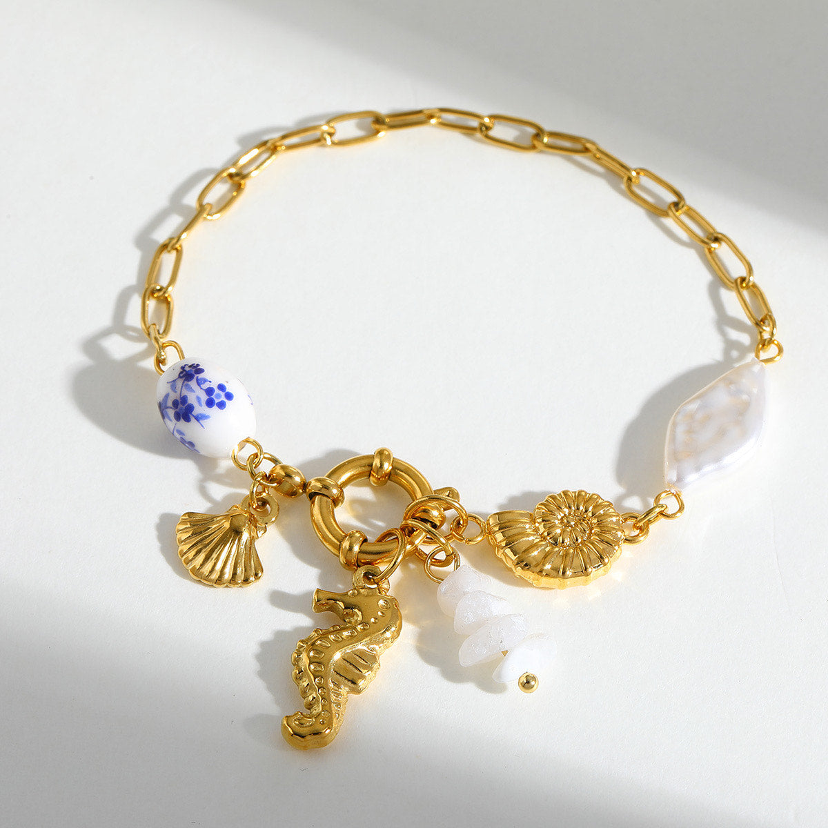 Link charm beach bracelet