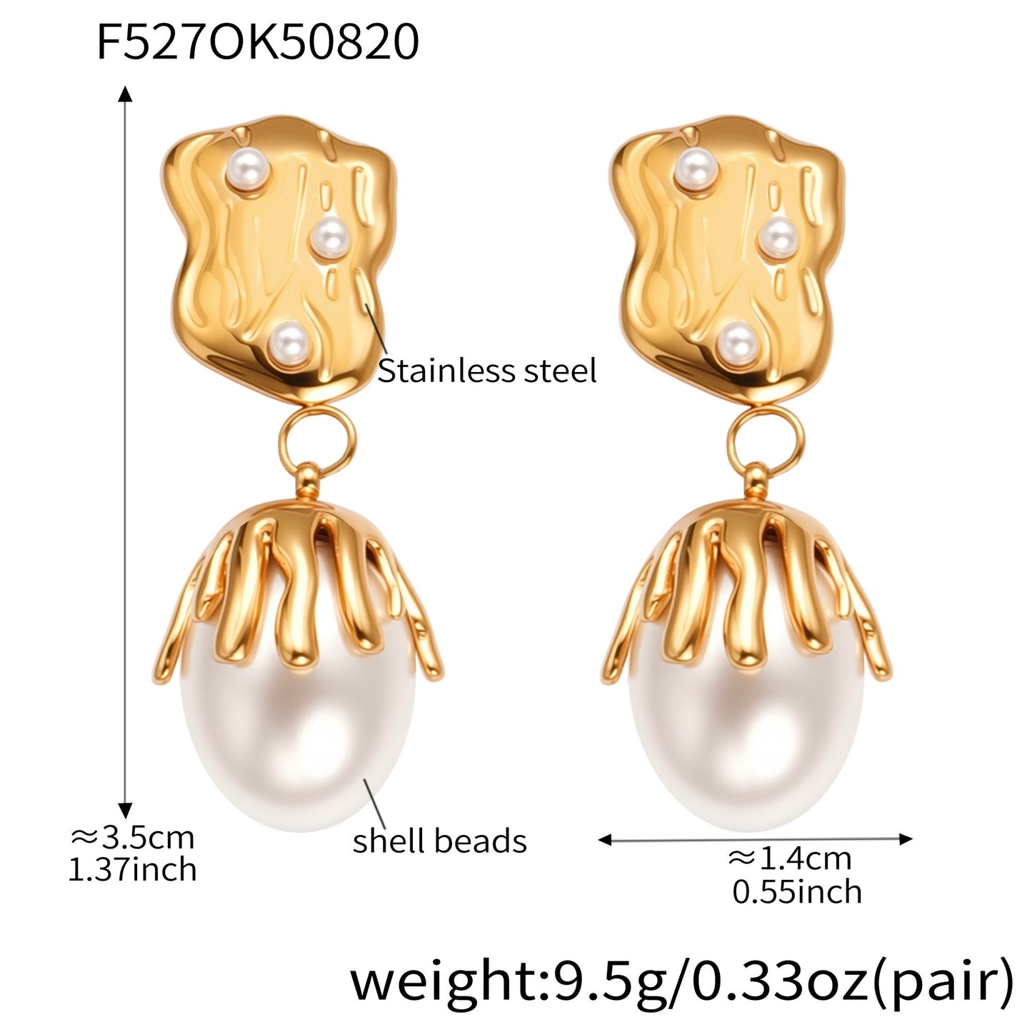 Rock pearl drip earring