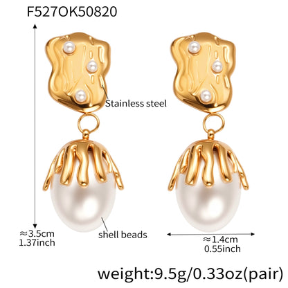 Rock pearl drip earring