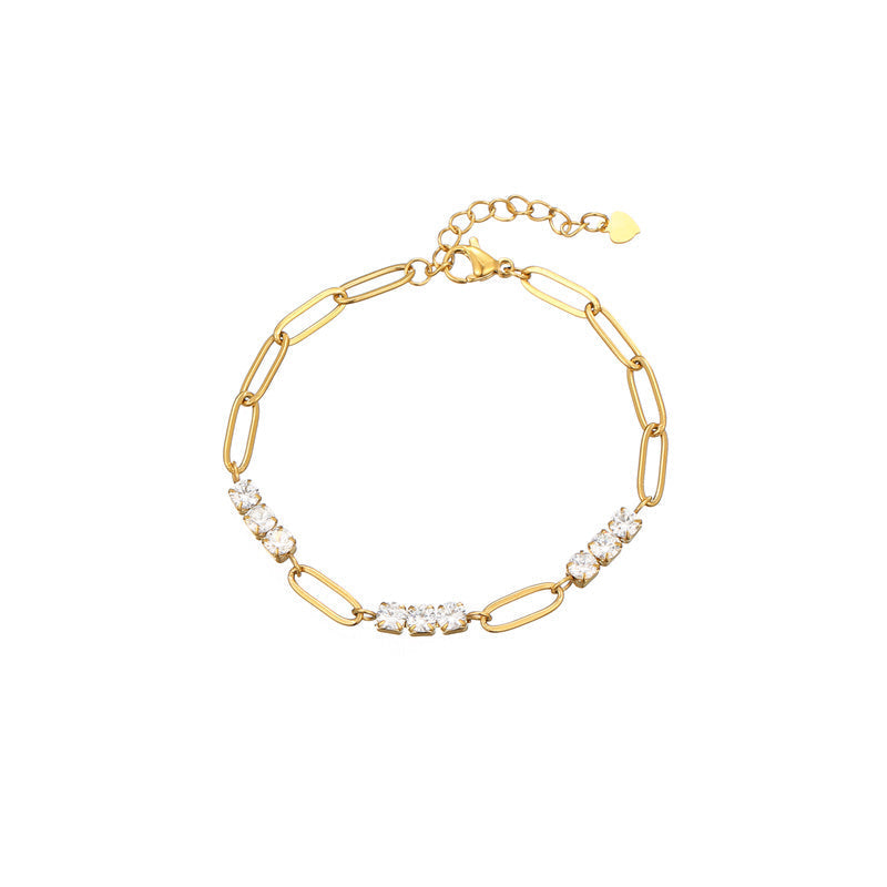 Diamond connect link bracelet