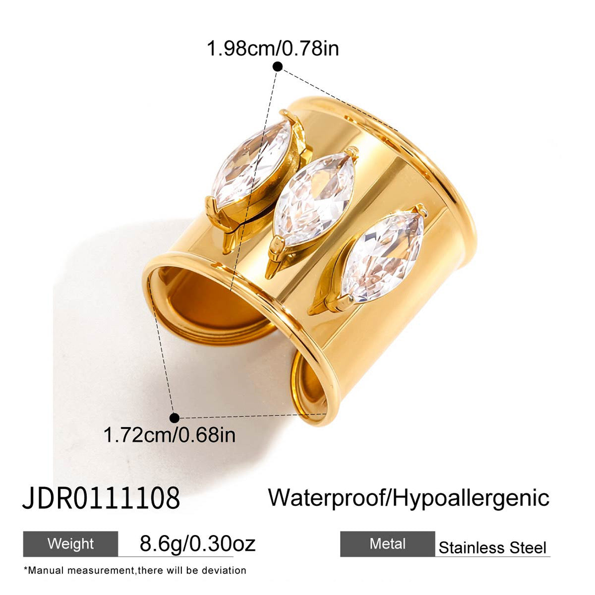 Marquise trio wide band ring