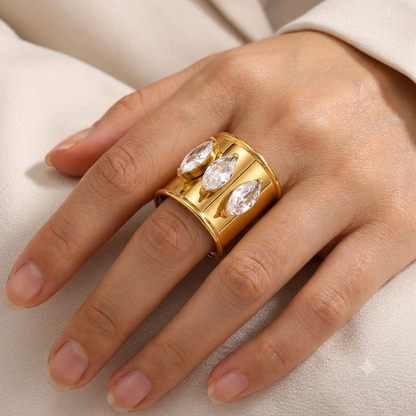Marquise trio wide band ring