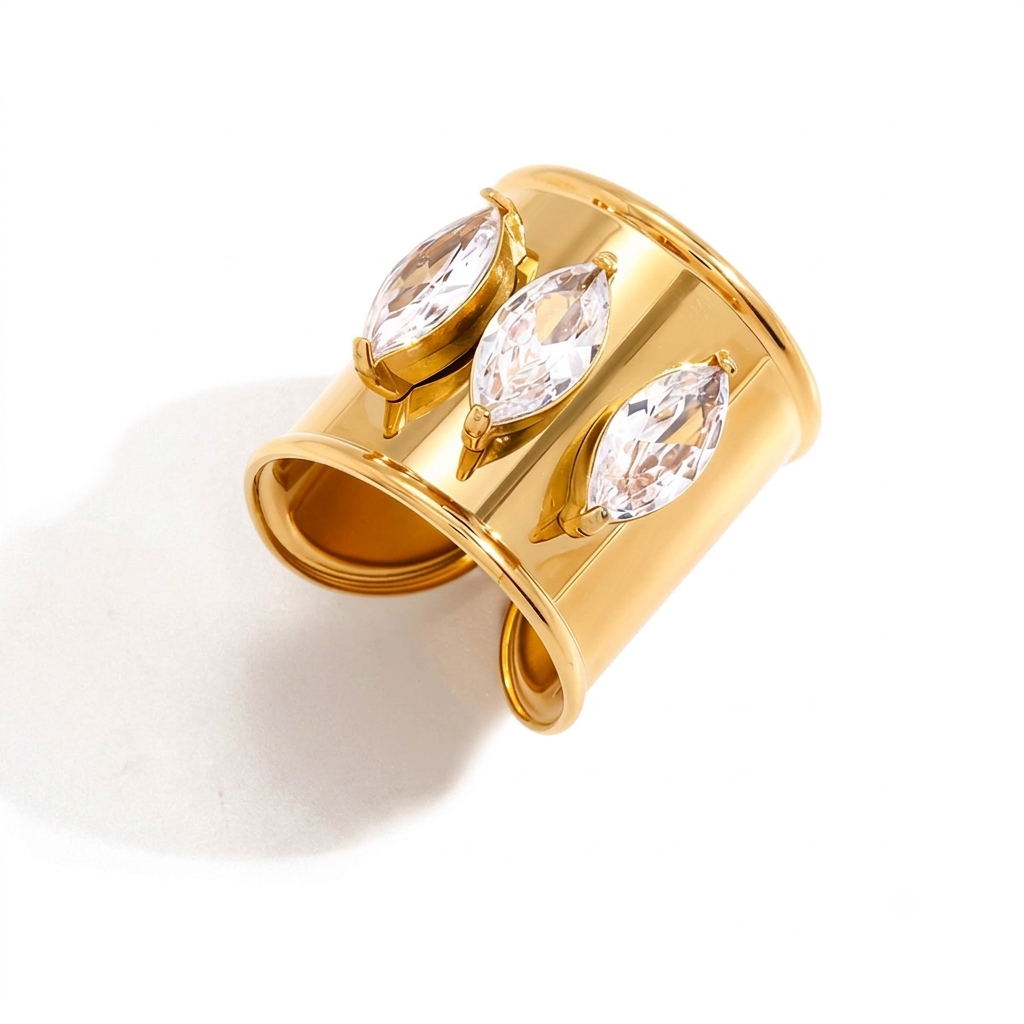 Marquise trio wide band ring