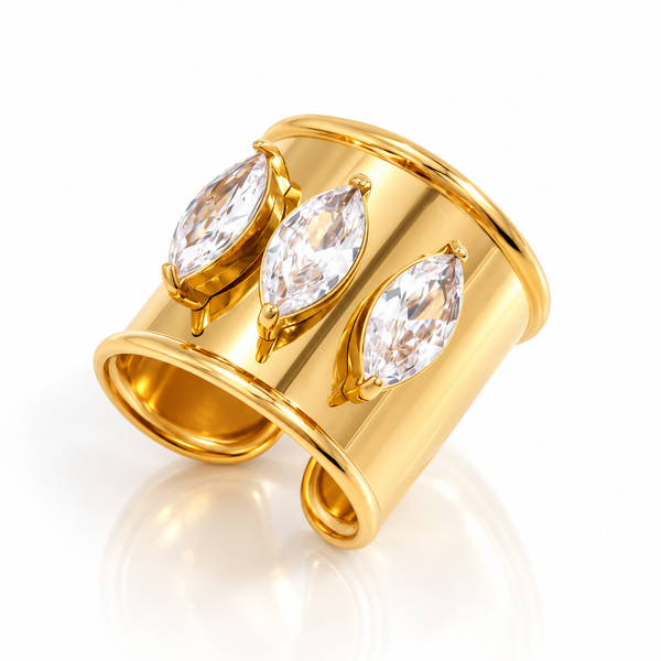 Marquise trio wide band ring
