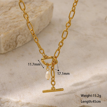 Pearl drop toggle necklace
