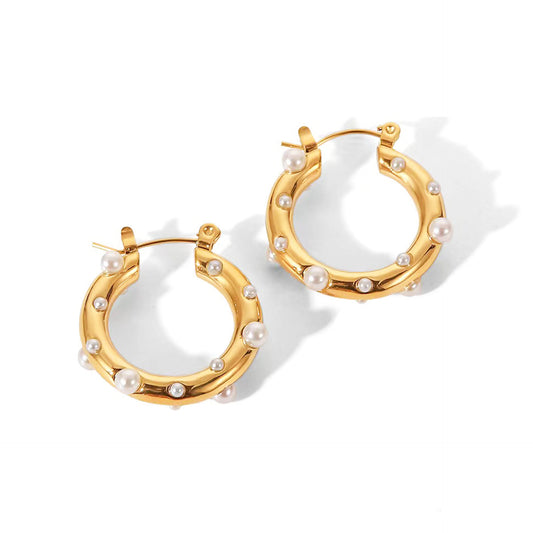 Pearl Gold Hoops
