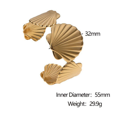Sea Shell Handcuff Cuff Bracelet – 18K Gold-Plated Stainless Steel