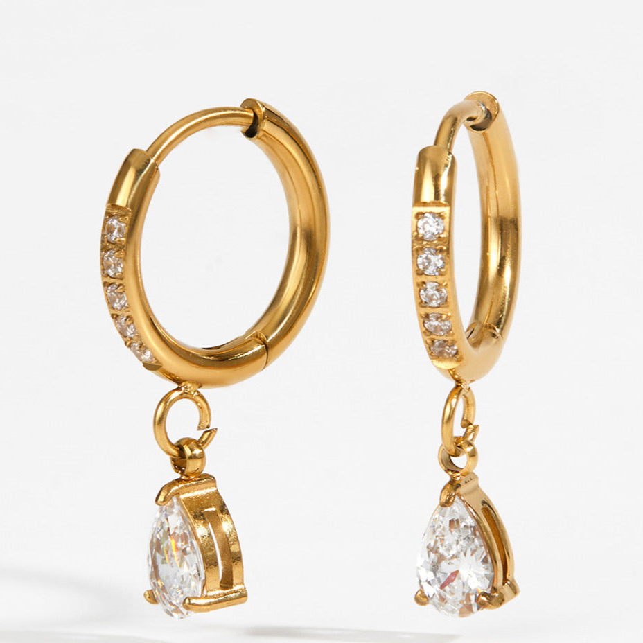 Tear Drop Zircon Hoops