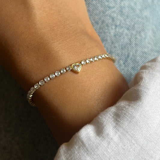 Tennis heart bracelet