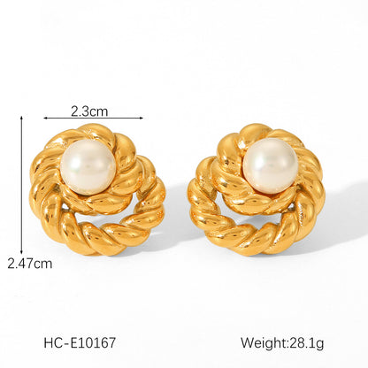 Vintage swirl pearl studs