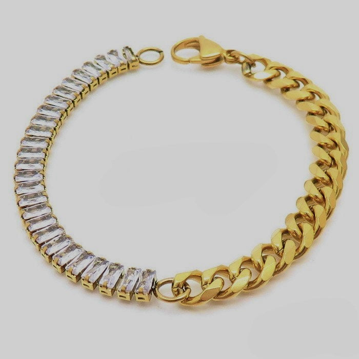 Zircon chain link bracelet